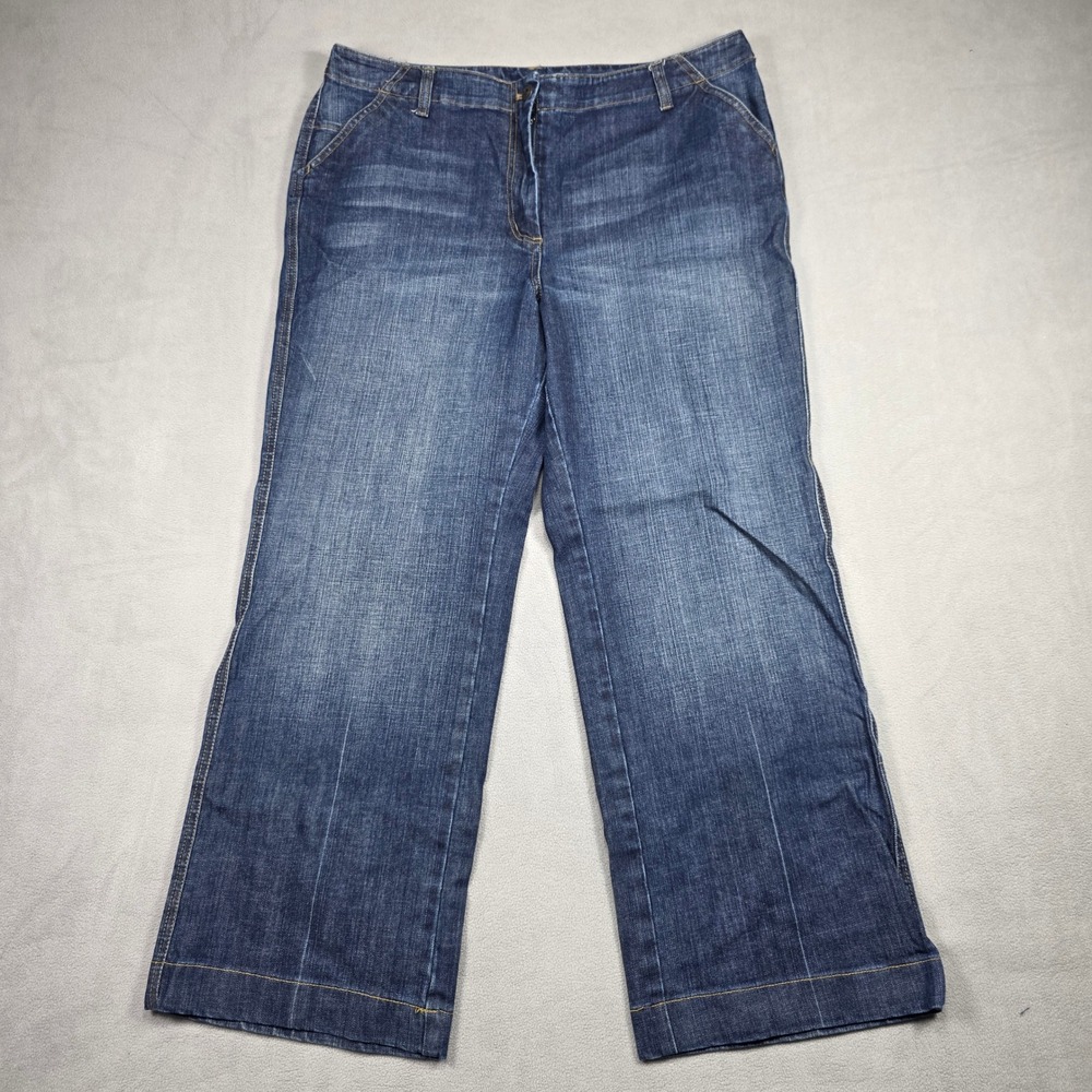 Talbots Jeans Womens 16 Blue Wide Leg Stretch Medium Wash